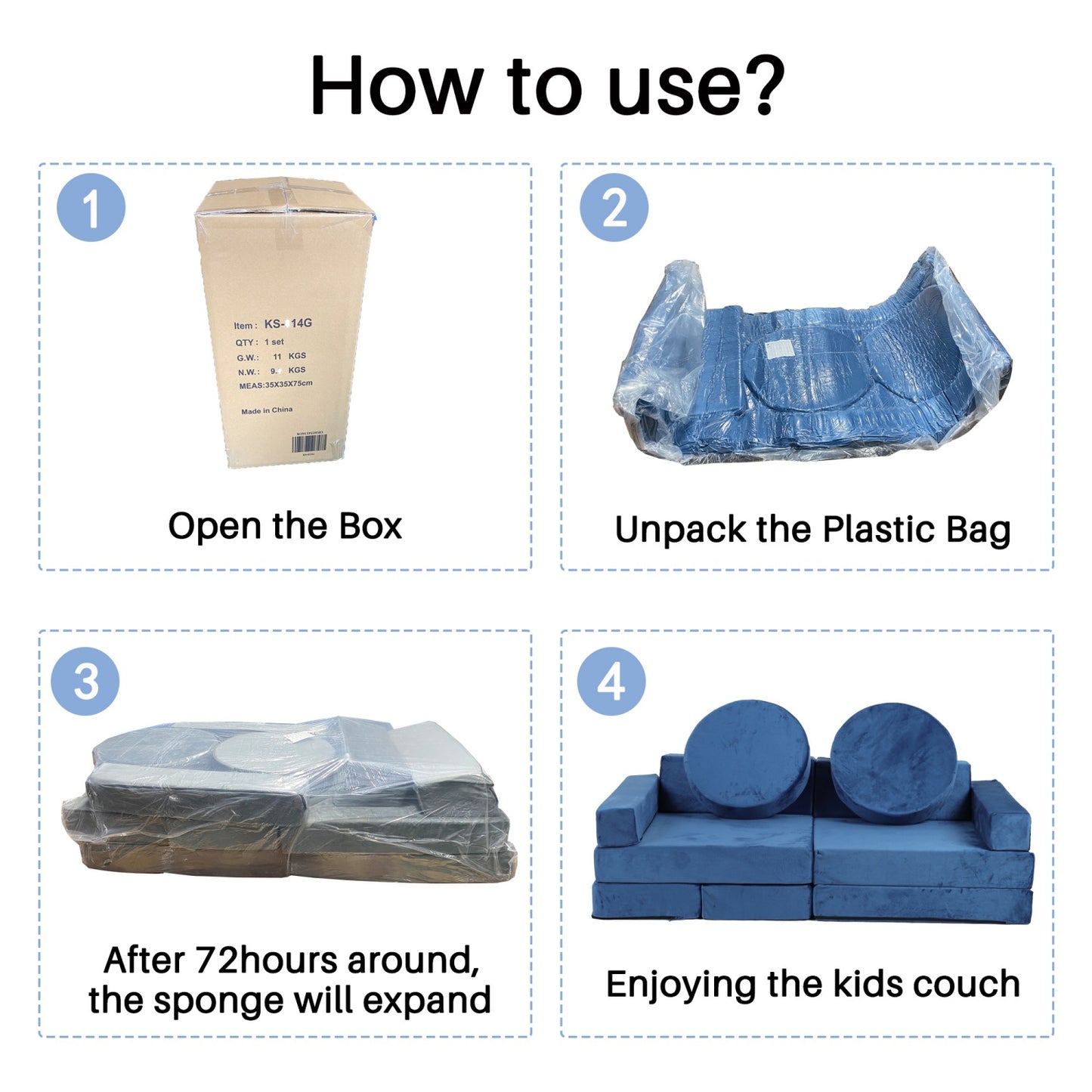 14pcs Modular Kids Play Couch, SHINPT Kids Play Couch for Toddlers Convertible Foam and Floor Cushion, Kids Playroom Furniture for Playroom Bedroom Living Rooms, Nugget Couch for Kids Birthday Gifts