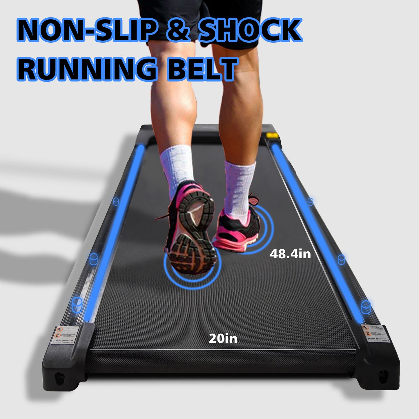 SHINPT Walking Pad Treadmill Under Desk with Remote Control Portable Treadmill for Home Office Walking Jogging Machine 240 lb Capacity, Low Noise Walking Treadmill Pad with LED Display, Black