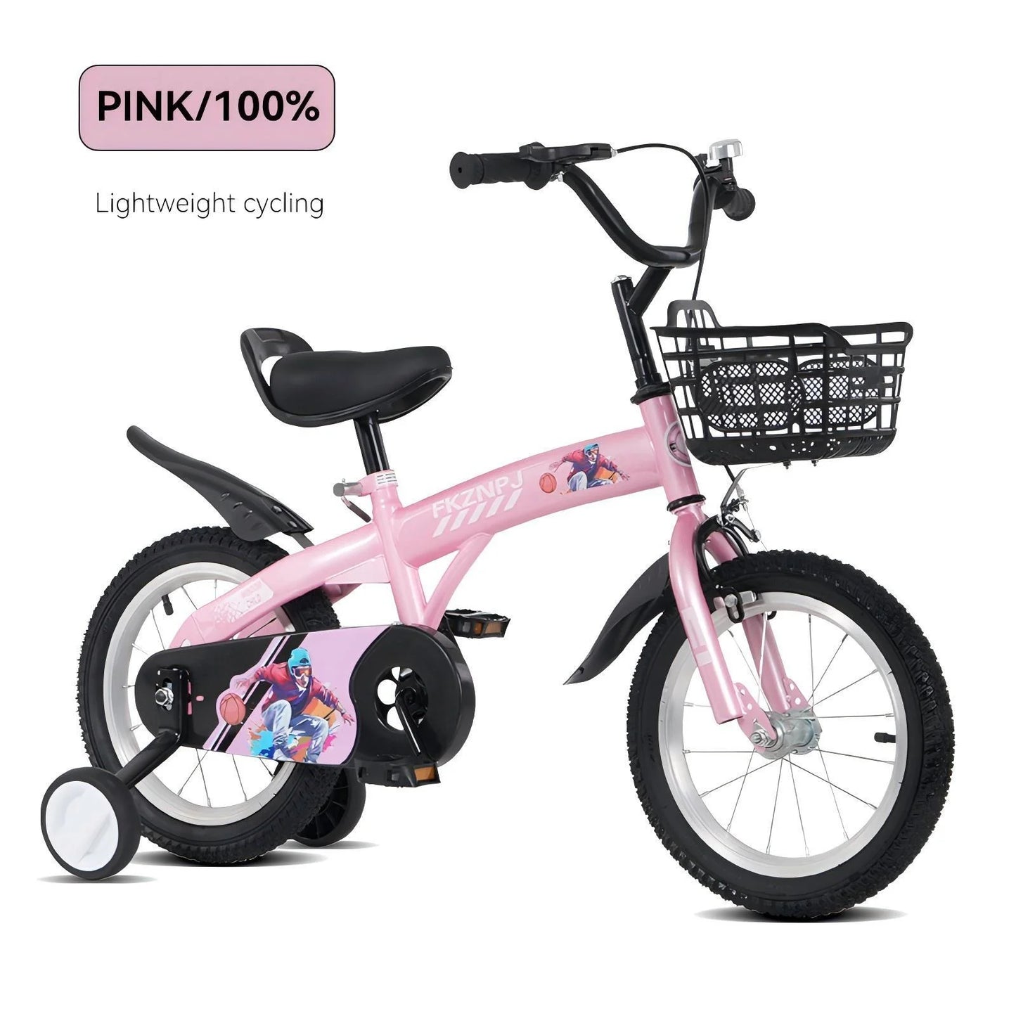 16 Inch Kids Bike, Girls Bike with Training Wheels, Kids' Bicycles with Sensitive Brakes, Sporty Kids Lightweight Bikes with Adjustable Saddle, Kids Bicycle for Aged 4-8 Years