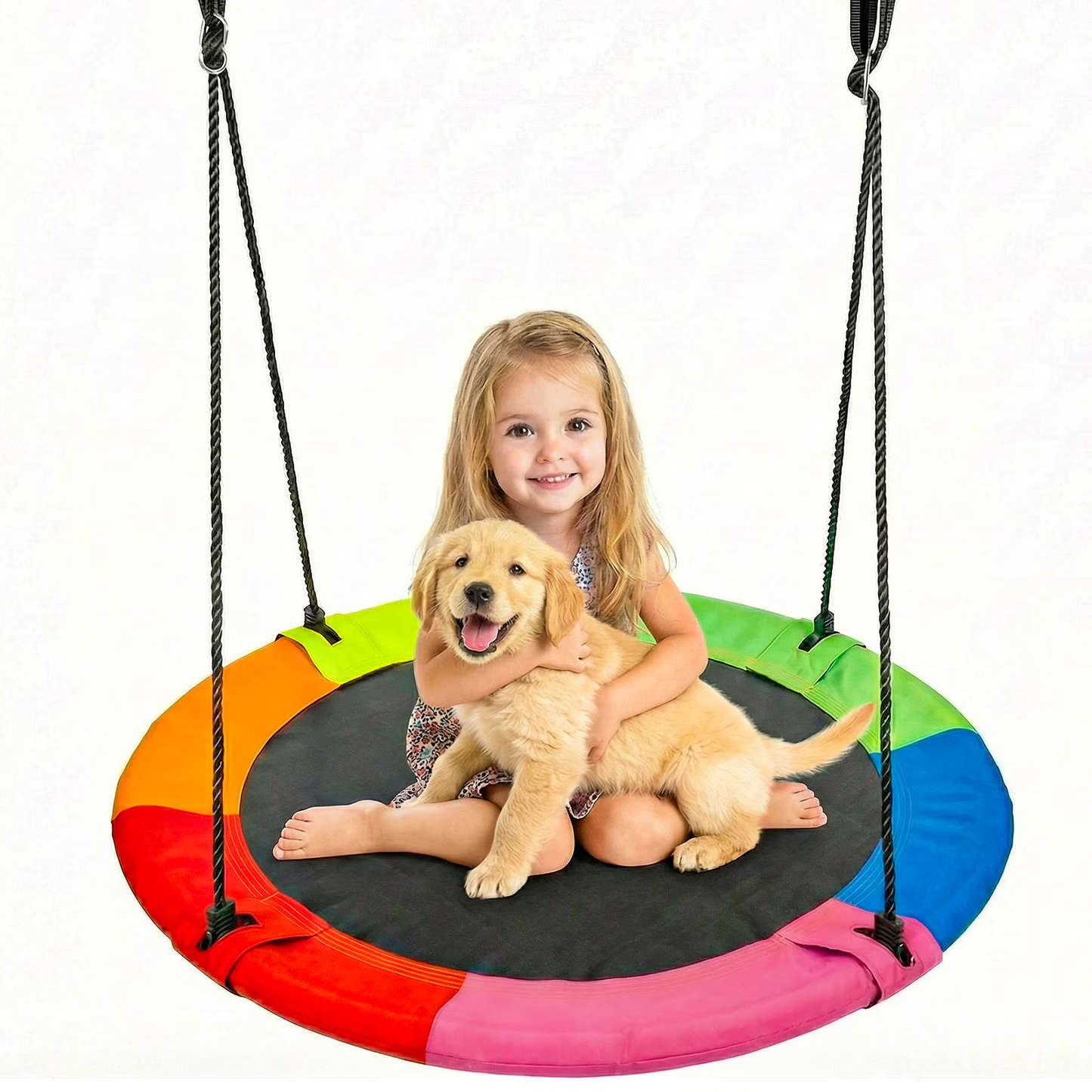 Saucer Swing for Kids, 40 Inch Saucer Tree Swing, Kids Outdoor Play Equipment, Heavy Duty Tree Swing Sets, 600lbs Weight Capacity with Adjustable Hanging Straps, for Backyard, Playground, and Camping