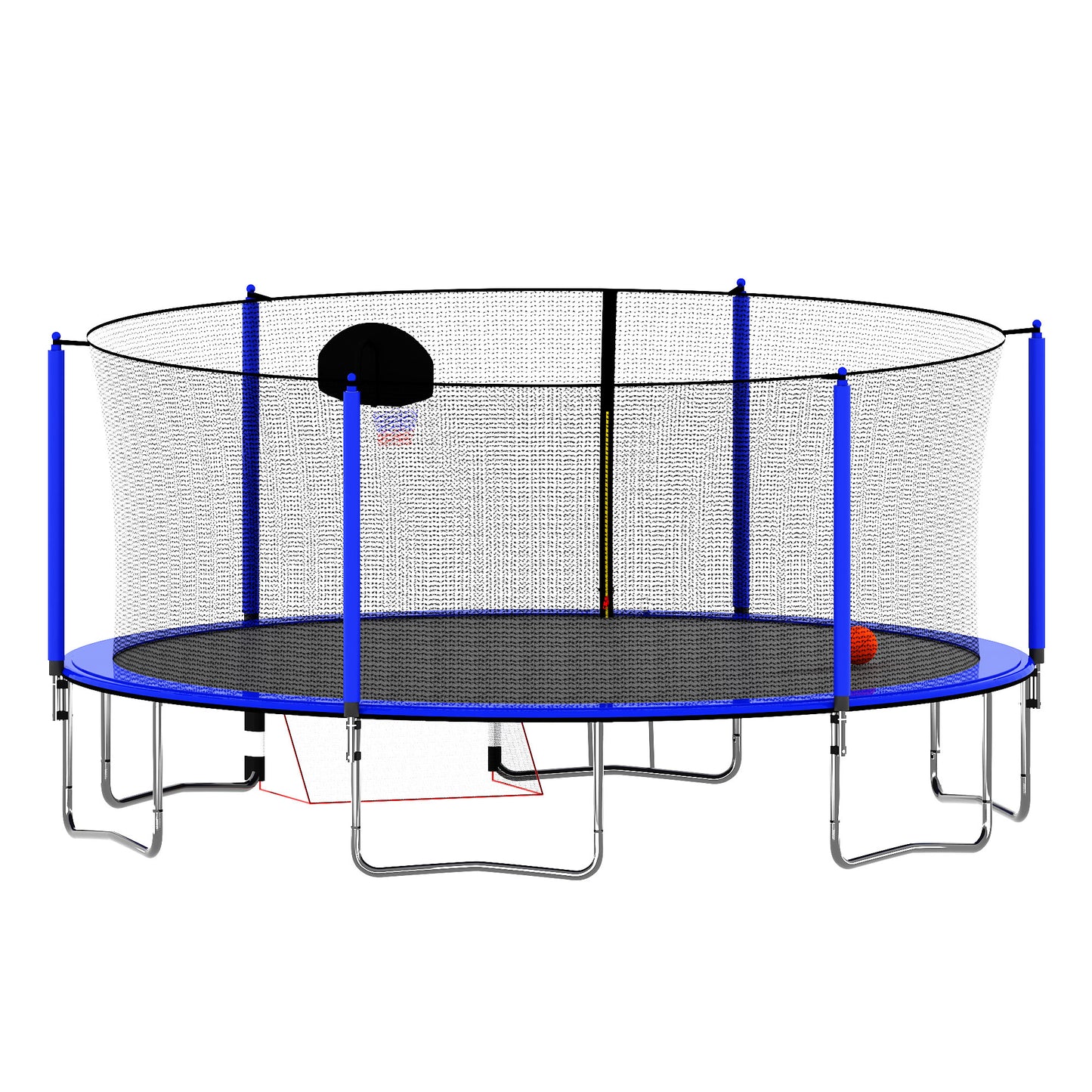 16FT Trampoline with Basketball Hoop, Outdoor Trampoline with Safety Enclosure Net, Recreational Trampoline for Kids and Adults with Soccer Goal, 1000lbs Weight Capatity for Backyard, Patio
