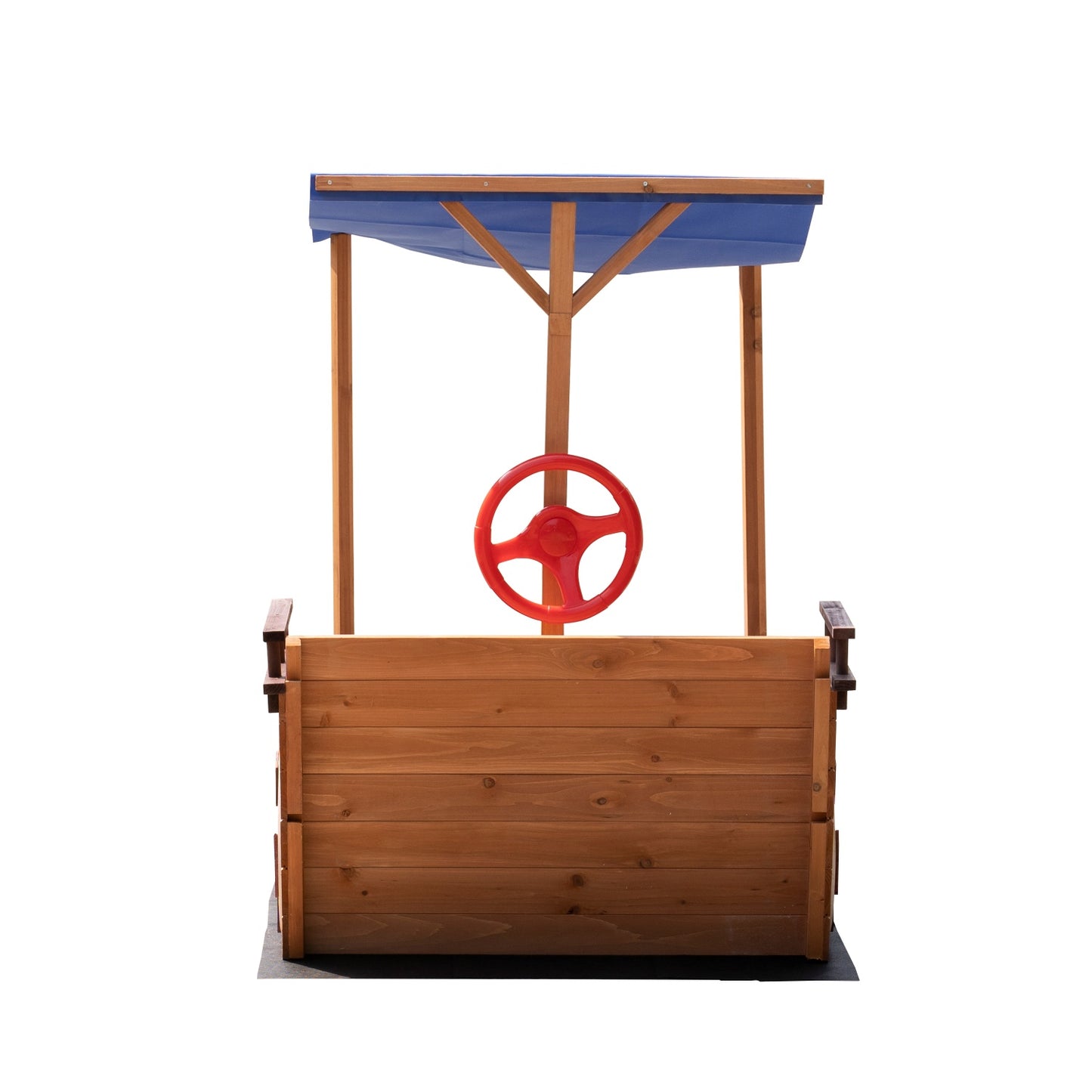 Wooden Pirate Sandbox with Cover and Rudder, SHINPT Kids Sand Boxes with Storage Bench and Seat, Outdoor Toddlers Sand Pit for Backyard Garden, UV-Resistant & Adjustable Roof, Gift for Ages 3-8