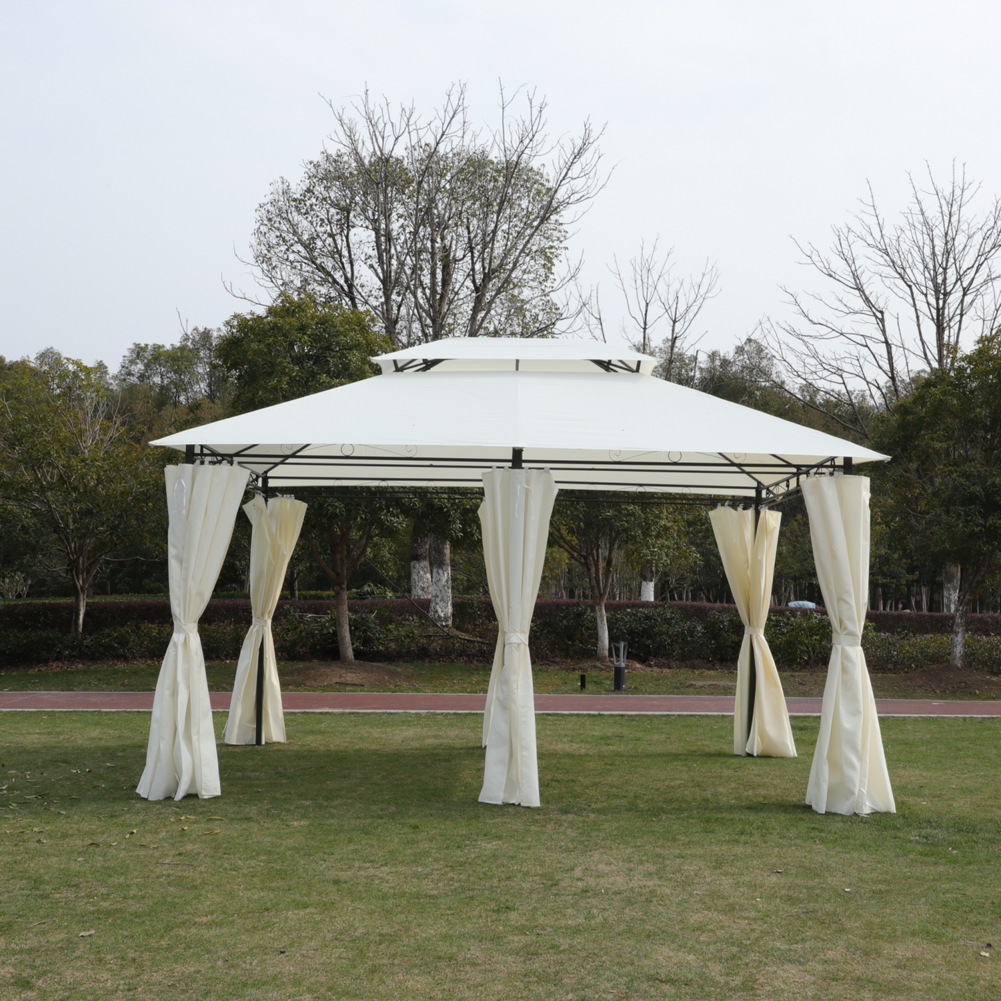 13x10 ft Outdoor Patio Gazebo with Ventilated Double Roof, Metal Gazebos Tent with Mosquito Netting, Gazebos Party Tent Shelter for Backyard, Garden, Patio, Lawn, All-Weather Resistant, UV-Resistant
