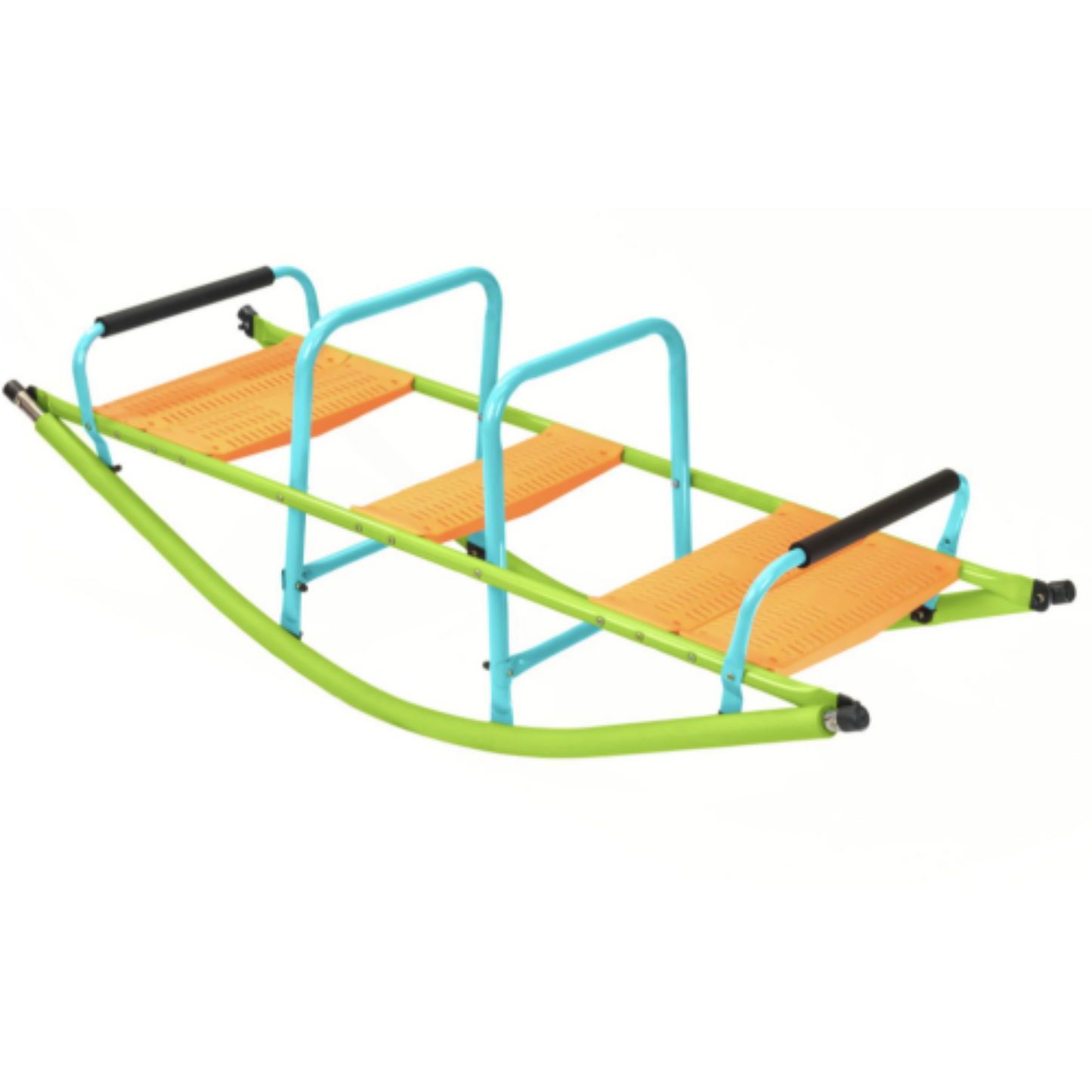 Teeter Totter Seesaw for Kids Outdoor, 2 in 1 Metal Rocking Seesaw for Toddlers with Easy-Grip Handles, Indoor Outdoor Rocking Fun for Toddlers Age 3-6, Anti-Slip Design, Green/Blue