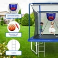 BTMWAY 8 ×12 ft Rectangle Trampoline for Kids and Adult, Rectangular trampoline with 2 Basketball Hoops, Outdoor Big Trampoline with 360 Degree Safety Net, Square Trampoline with 4 W-Legs