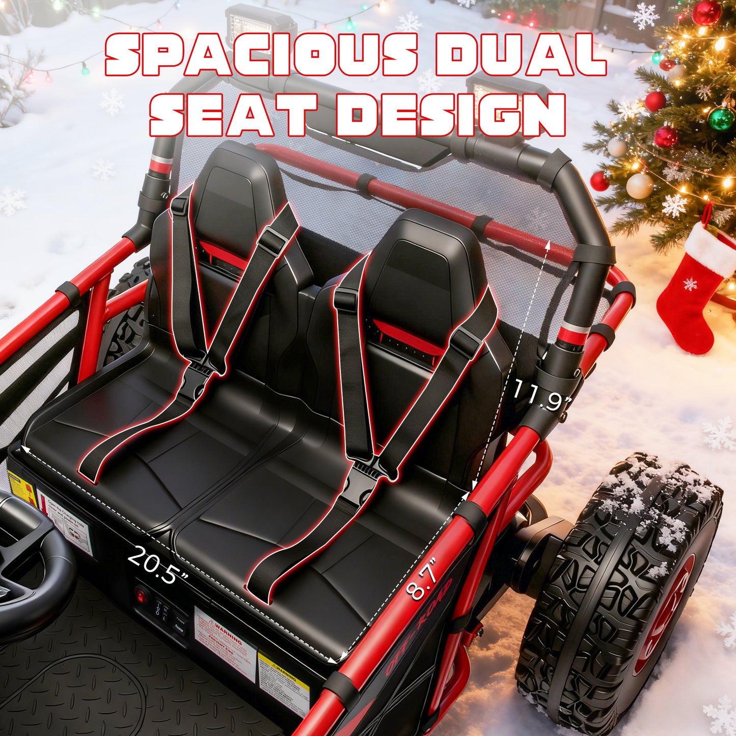 SHINPT 36V Kids Ride On Car, 2 Seater Electric Ride On Car for Big Kids 6-12, 2x250W Motor, 14" EVA Tires, Metal Frame, Bluetooth Music, FM Radio, Rear Suspension, LED Lights, Storage Box, 8.7 MPH