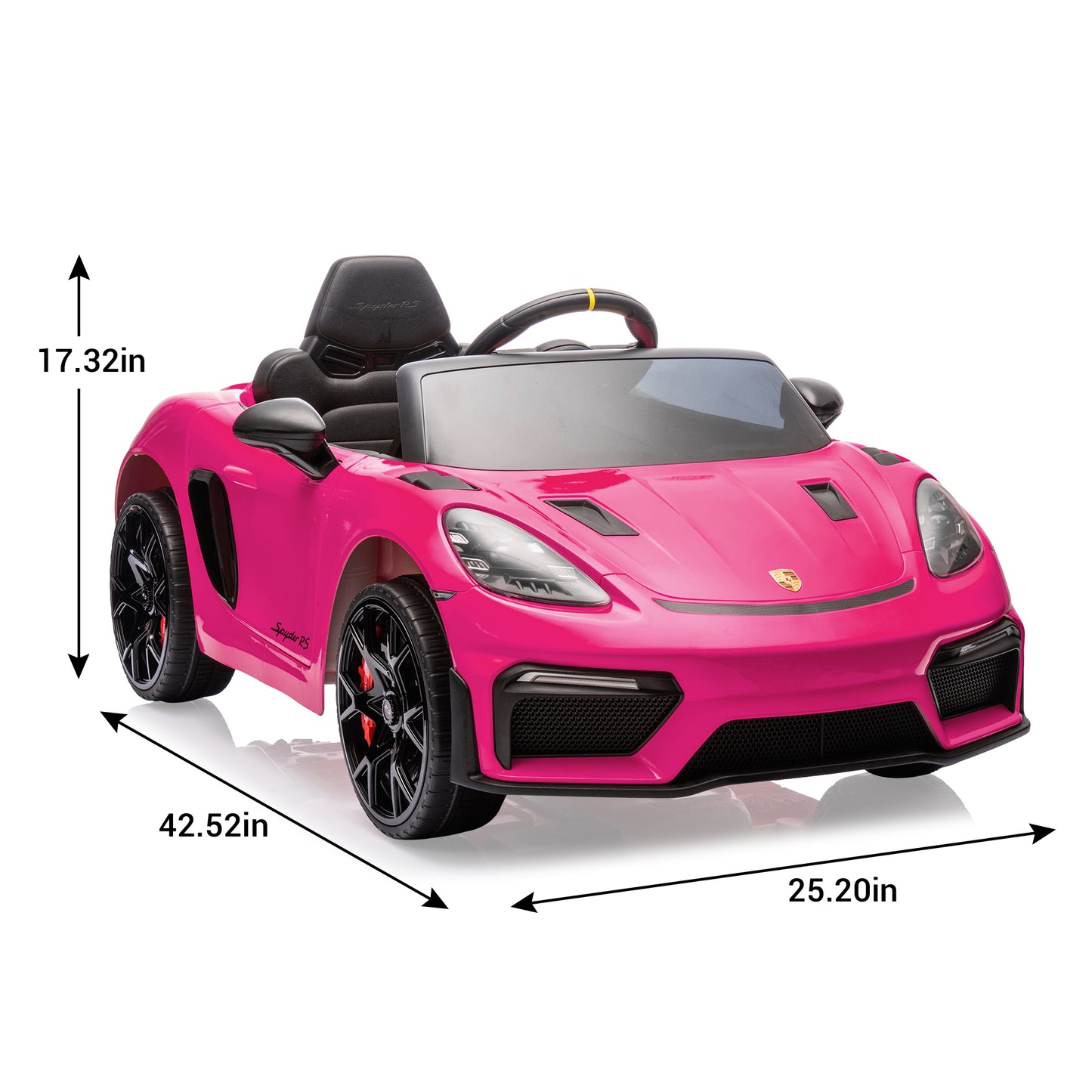Electric Ride On Car, SHINPT Licensed Porsche Kids Electric Car with 2.4G Parent Remote Control & Bluetooth, 12V 2WD Toddler Ride On Toy 3 Speeds LED Lights Black for Kids Ages 3-5, Backyard Play
