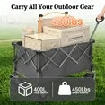 SHINPT 400L Collapsible Wagon, Folding Wagon Cart , Beach Wagon with Big Wheels, Heavy Duty Foldable Wagon with 450LB Weight Capacity, Large Capacity Wagon for Camping, Sports, Garden