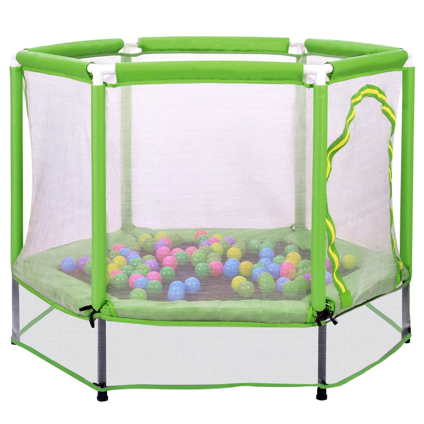 SHINPT 55" Toddler Trampoline with Safety Net, Kids Trampoline for Toddlers with No Gap Design, Indoor Trampoline for Kids Room, Livingroom, Mini Trampoline for Kids 3-8, Best Gift with Ocean Balls