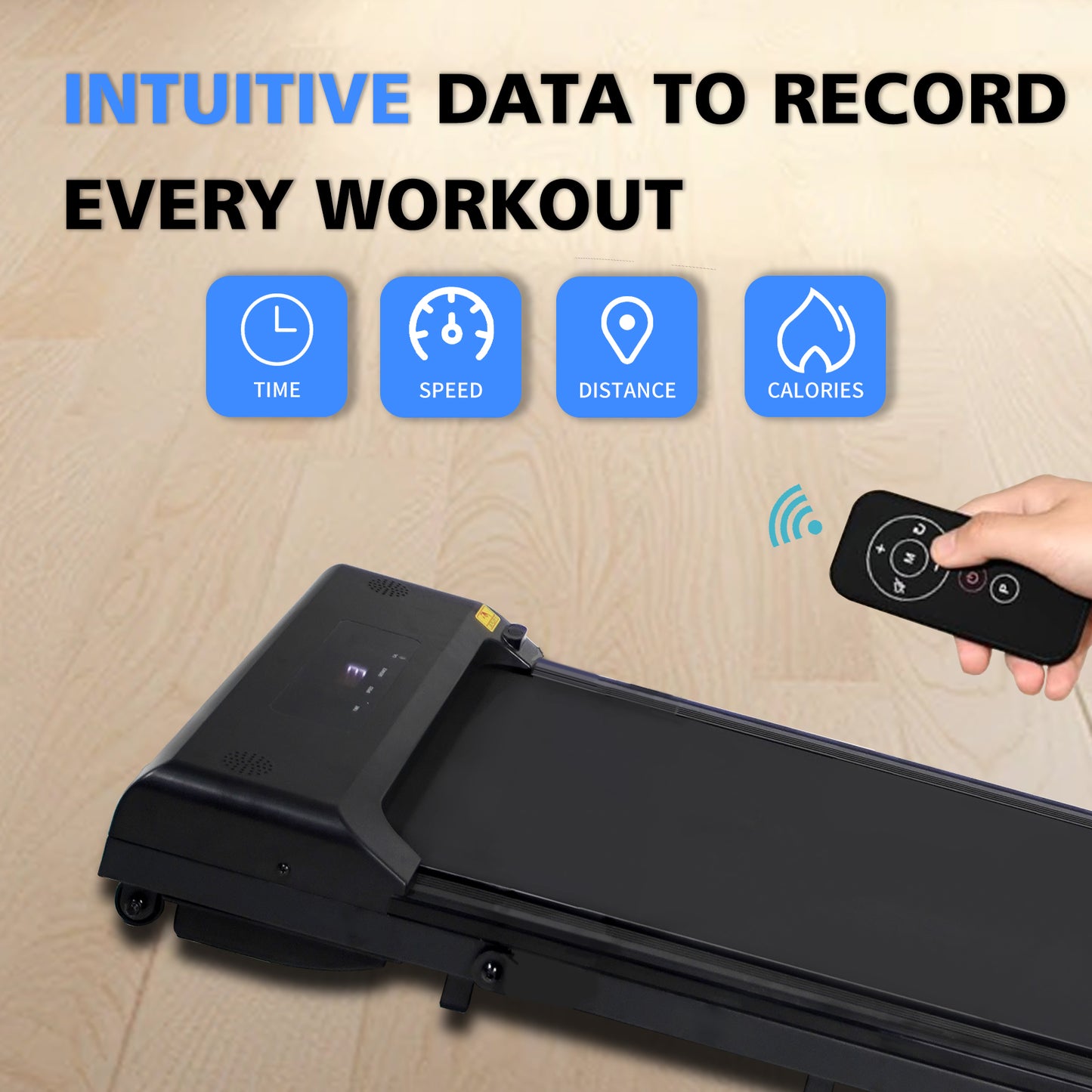 SHINPT Walking Pad Treadmill Under Desk with Remote Control Portable Treadmill for Home Office Walking Jogging Machine 240 lb Capacity, Low Noise Walking Treadmill Pad with LED Display, Black