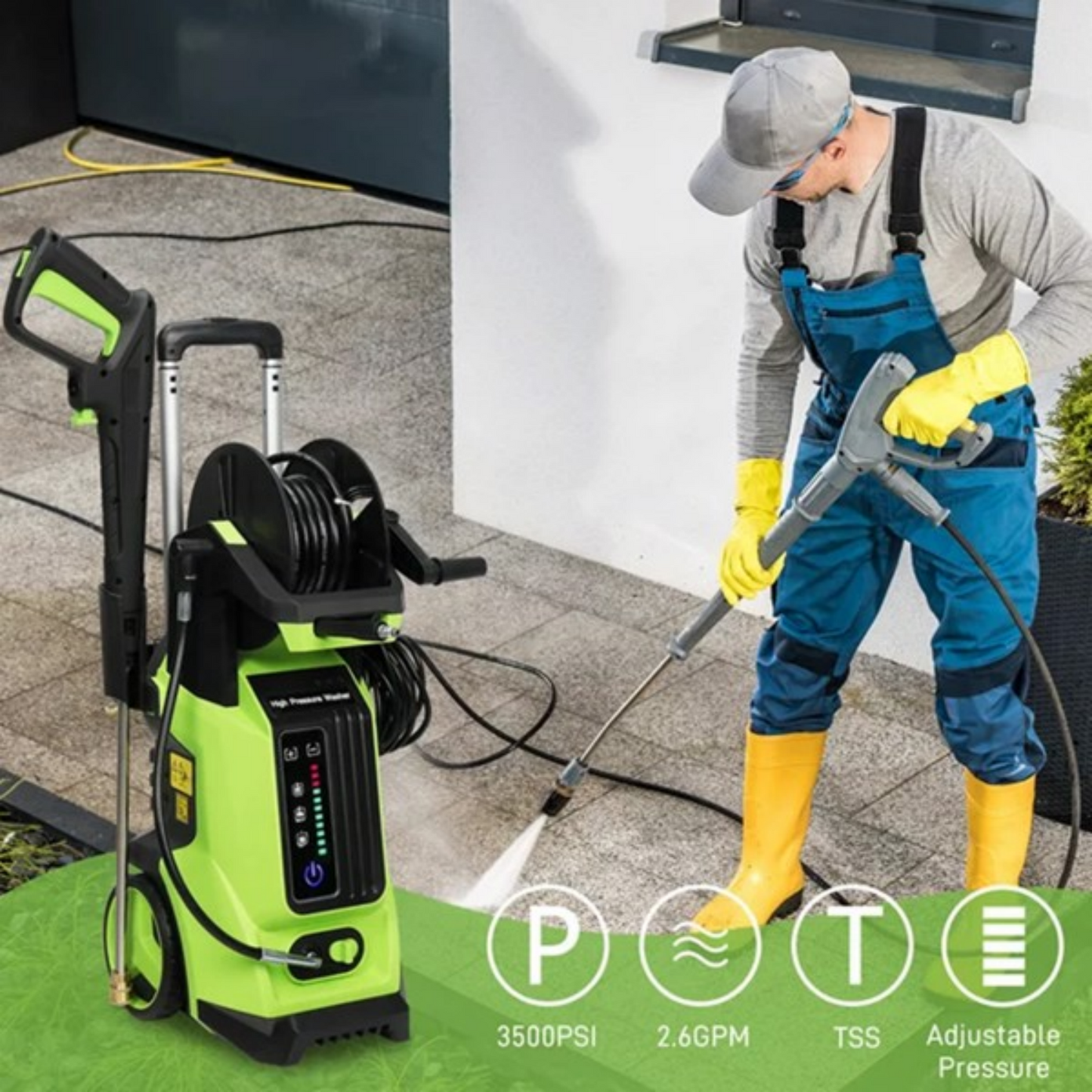 Yardmaster 3800 PSI 2.6 GPM Electric Pressure Washer, 1800W 110V Pressure Washer with 4 Nozzles and Soap Bottle, Best for Cleaning Homes, Cars, Driveways