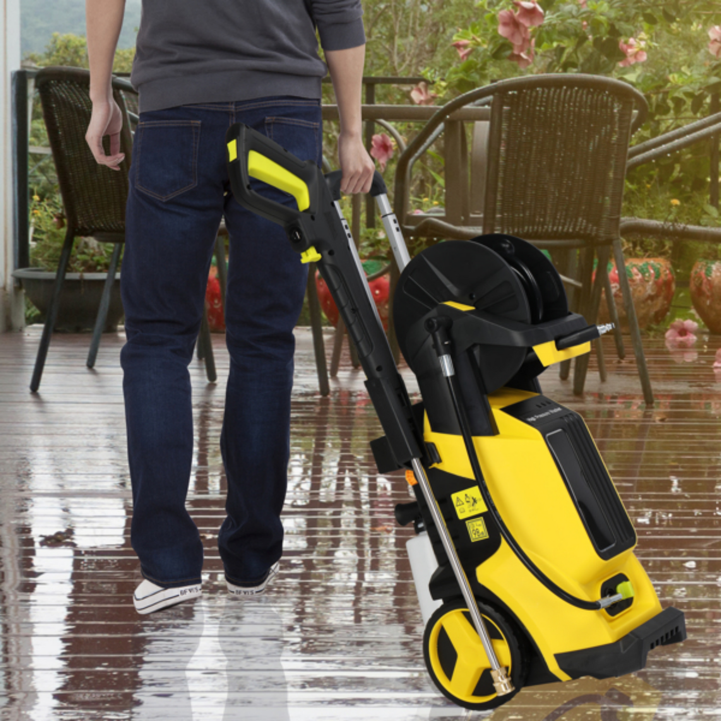 1800W 110V Electric Pressure Washer, Yardmaster Pressure Washer up to 3800 PSI + 2.6 GPM, High Pressure Power Washer with 4 Nozzles and Soap Bottle for Cars, Fences, Patio