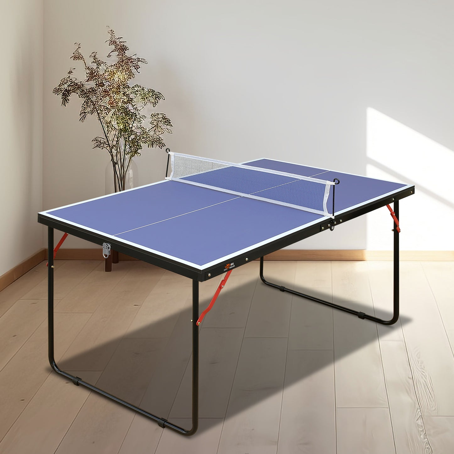 4FT Outdoor Table Tennis Table, SHINPT Mini Ping Pong Table with Net, Foldable Ping Pong Table with 2 Paddles and 3 Balls, Folding Game Table for Indoor/Outdoor, Table Game for Adults for Backyard
