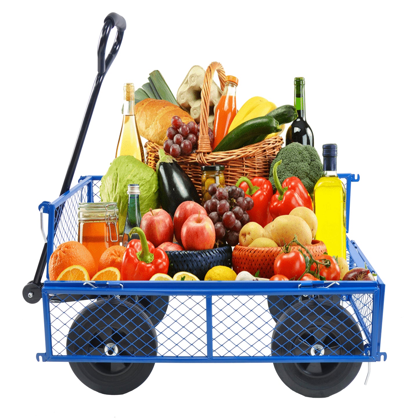 Solid Wheels Wagon Cart, gardening, SHINPT Outdoor Gardening Cart with Handle, All Terrain Wagon for Farming, Yard and Home Use, Garden Cart and Wagon Heavy Duty for Backyard, Lawn, Garden, Outdoor