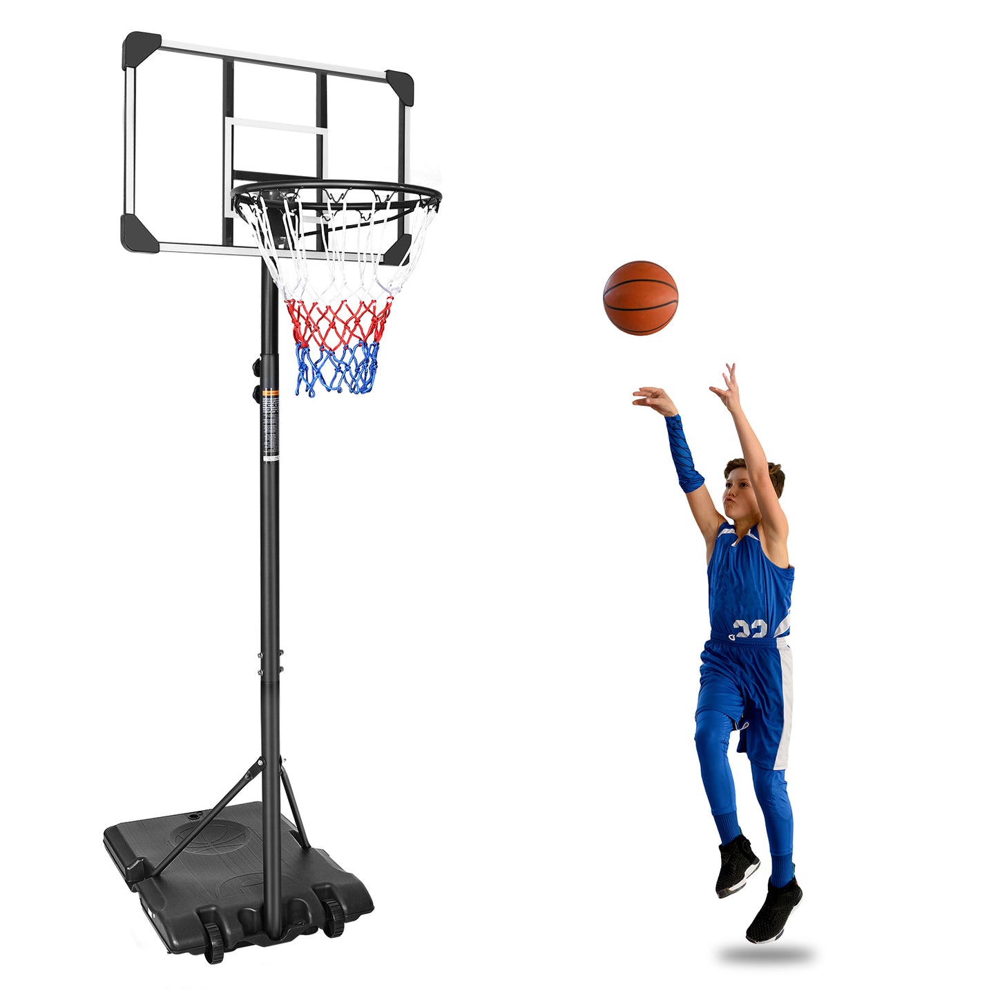 5.6FT-7FT Adjustable Basketball Hoop for Kids, SHINPT Portable Basketball Hoop Outdoor, Indoor&Outdoor Basketball Hoop with 28 Inch Backboard, Basketball Equipment with Stable Base and Wheels