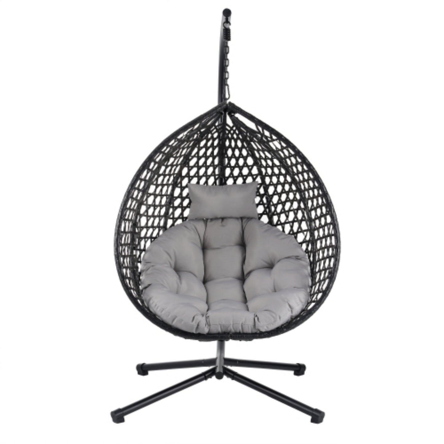 Egg Chair with Stand, Indoor/Outdoor Hanging Egg Chair with Removable & Washable Cushions, Hammock Rattan Swing Chair with 330 LBS Capacity for Bedroom, Balcony, Poolside, Garden, Backyard