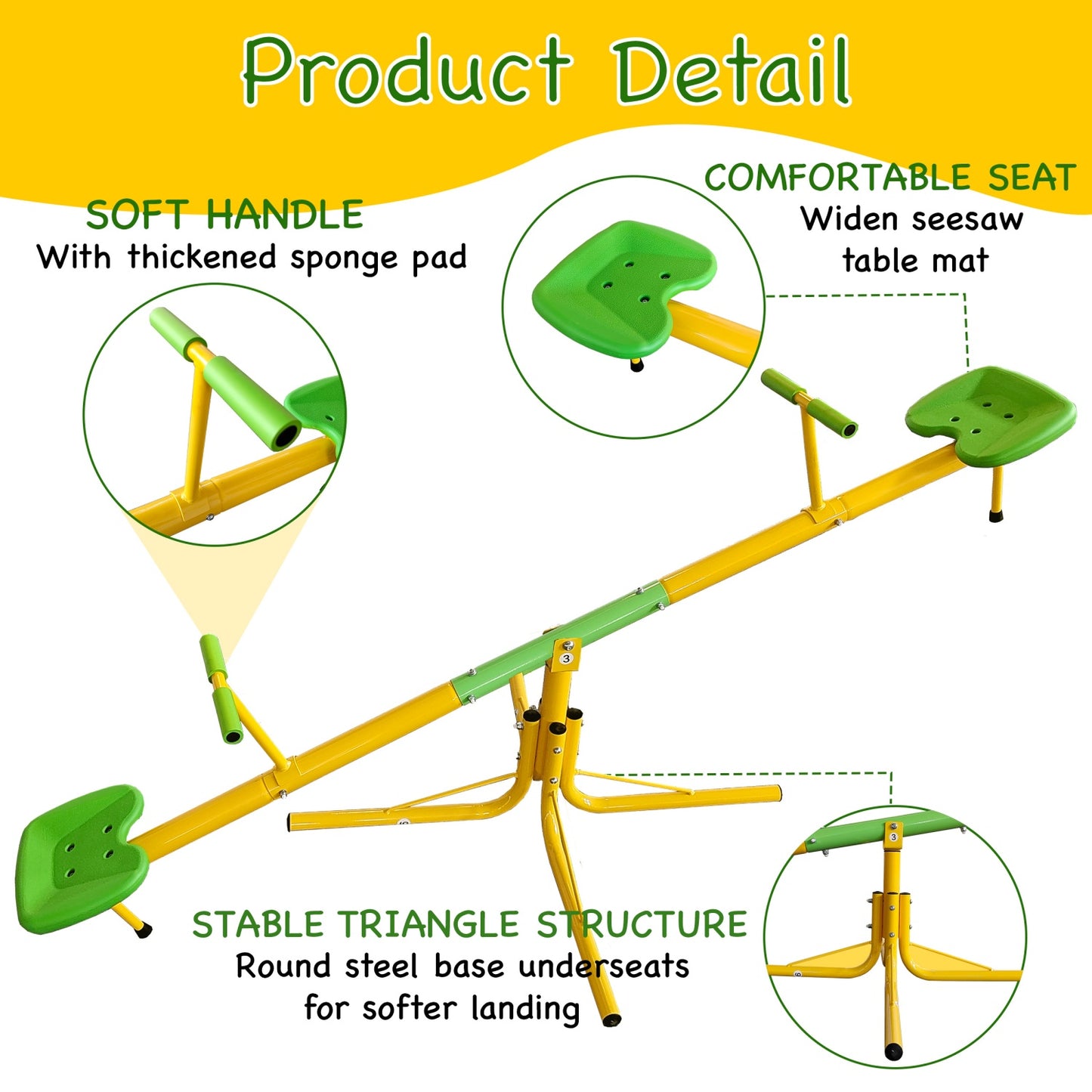 Spinning Teeter Totter for Kids Outdoor, SHINPT Playground Seesaw with 360 Degrees Rotating, Outdoor Kids Play Equipment for Ages 4-12, Toddler Seesaw for Backyard, Playground, 180 Lbs Capacity