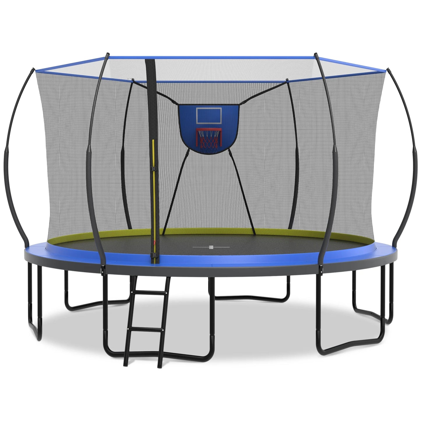 BTMWAY 14ft Trampoline Outdoor, big trampoline with 360° Safety Net, Heavy Duty Trampoline for Kids and Adults, Kids Trampoline with 6 Curved Poles, Play Ground Outdoor, In Ground Trampoline