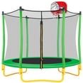 SHINPT 65" trampoline for kids, 5.5ft Toddler Trampoline with Basketball Hoop, Small Trampoline with Net, Mini Trampoline with 3 U-Shaped Legs, Kid Trampoline Indoor & Outdoor