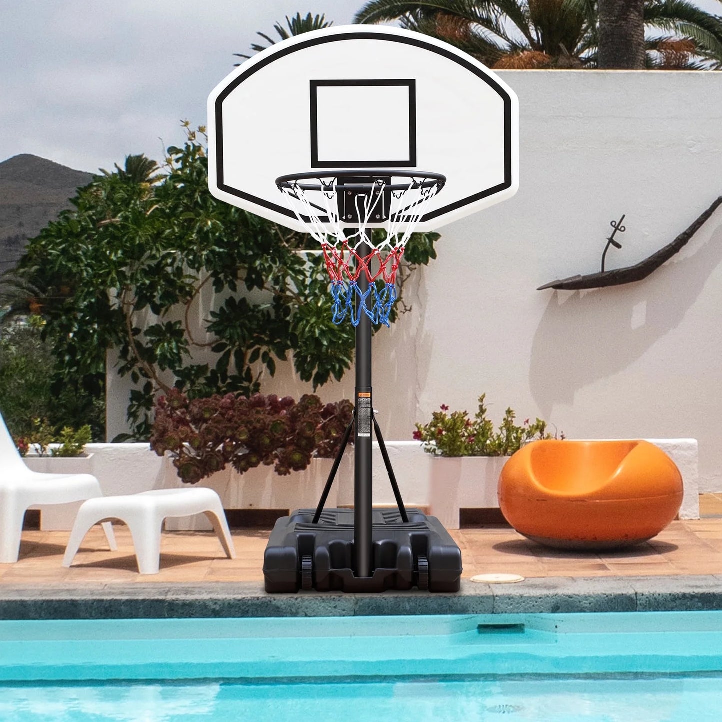 BTMWAY Pool Basketball Hoop Outdoor, 3.1ft-4.7ft Height Adjustable Basketball Hoop for Kids Youth and Adults, Portable Basketball hoop with 36" Backboard, Poolside Basketball Goal for Outdoor Games