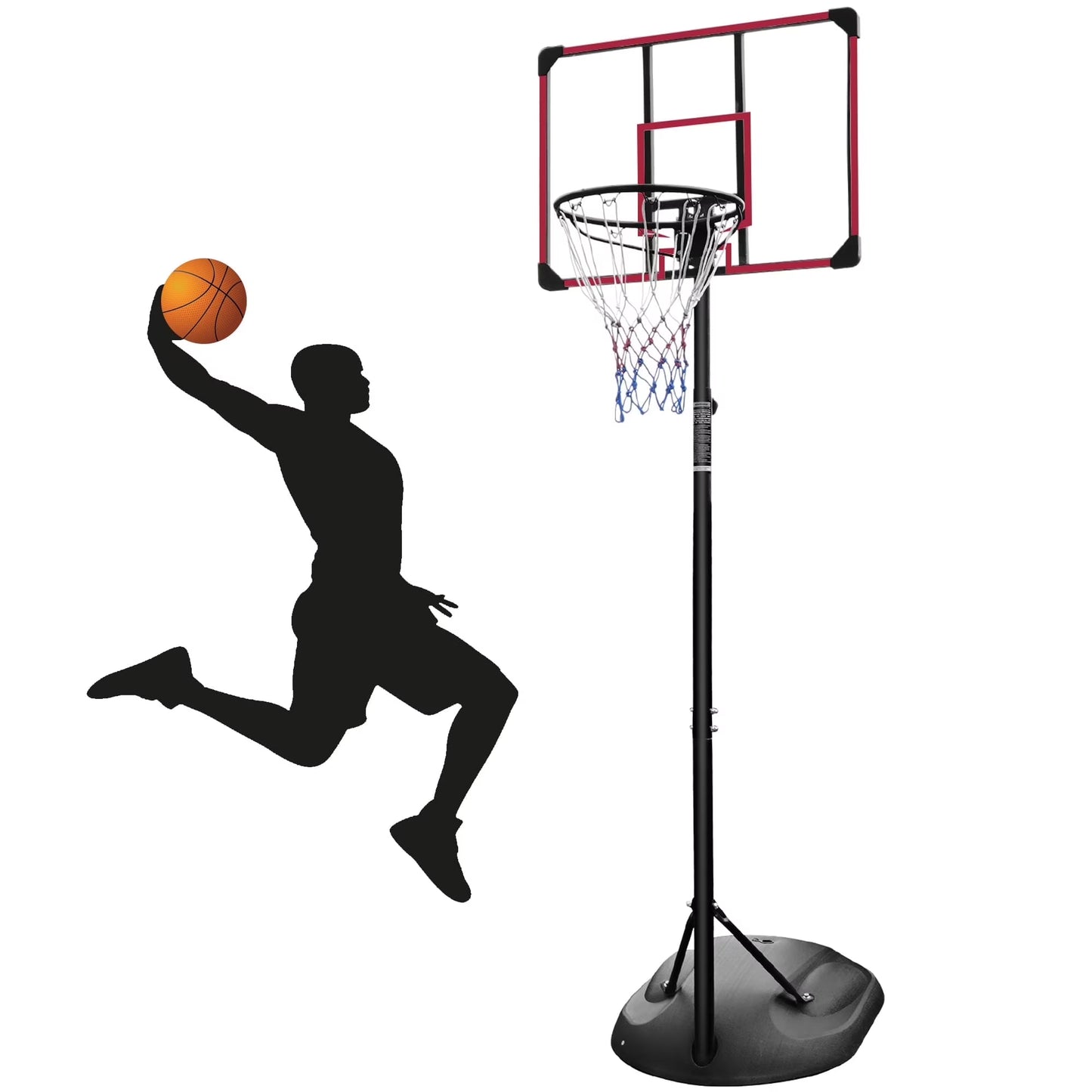 BTMWAY Portable Basketball Hoop Outdoor, 7.5-9.2ft Height Adjustable Basketball Hoop for Kids Youth and Adults in Backyard, Youth Basketball Goal with Wheels, Outdoor Kids Play Equipment