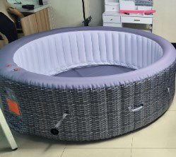 Shinpt 10Ft Round Inflatable Hot Tub Portable for Summer Water Party, Massage Jets Home Spa Tub for Teens and Adults with Control Panel, Bubble Massage Spa Set with Wood grain pattern