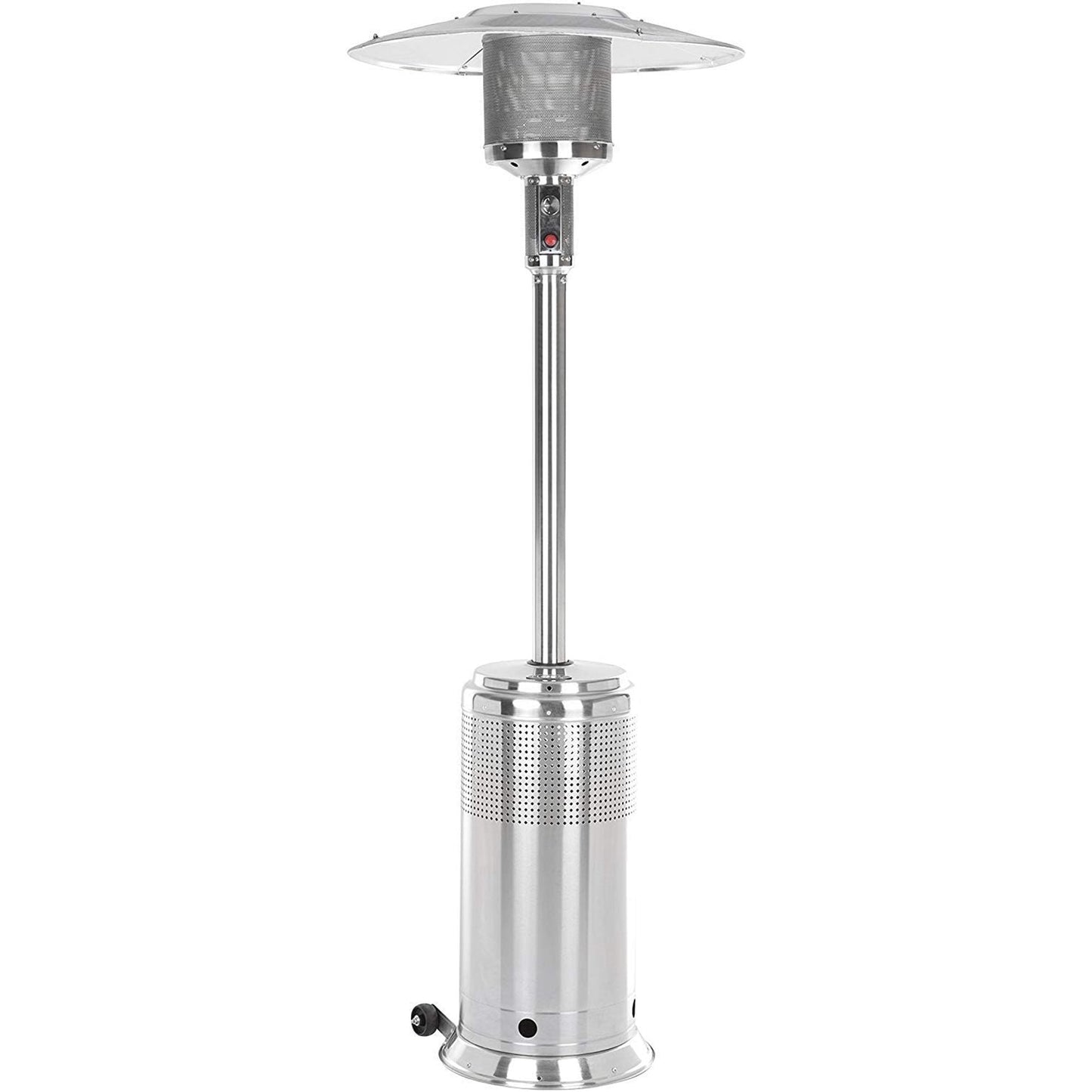 Propane Patio Heater, Shinpt 47,000 BTU Outdoor Heavy Duty Heater with Wheels & Adjustable Thermostat, Commercial & Residential Use, Freestanding Propane Heater for Yard, Deck, Porch, silvery