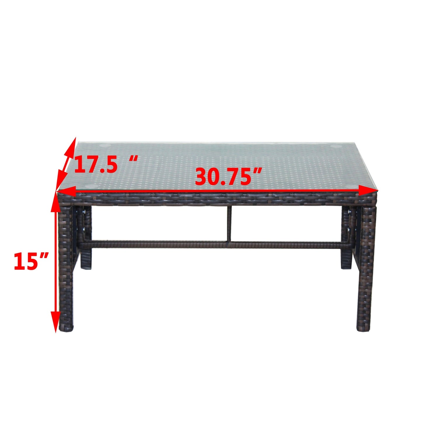 Outdoor Coffee Table for Patio, SHINPT Wicker Side Table, Rattan Coffee Table with Clear Tempered Glass, Glass Side Table for Backyard, Lawn, Outdoor Side Table for Yard, Patio, Garden