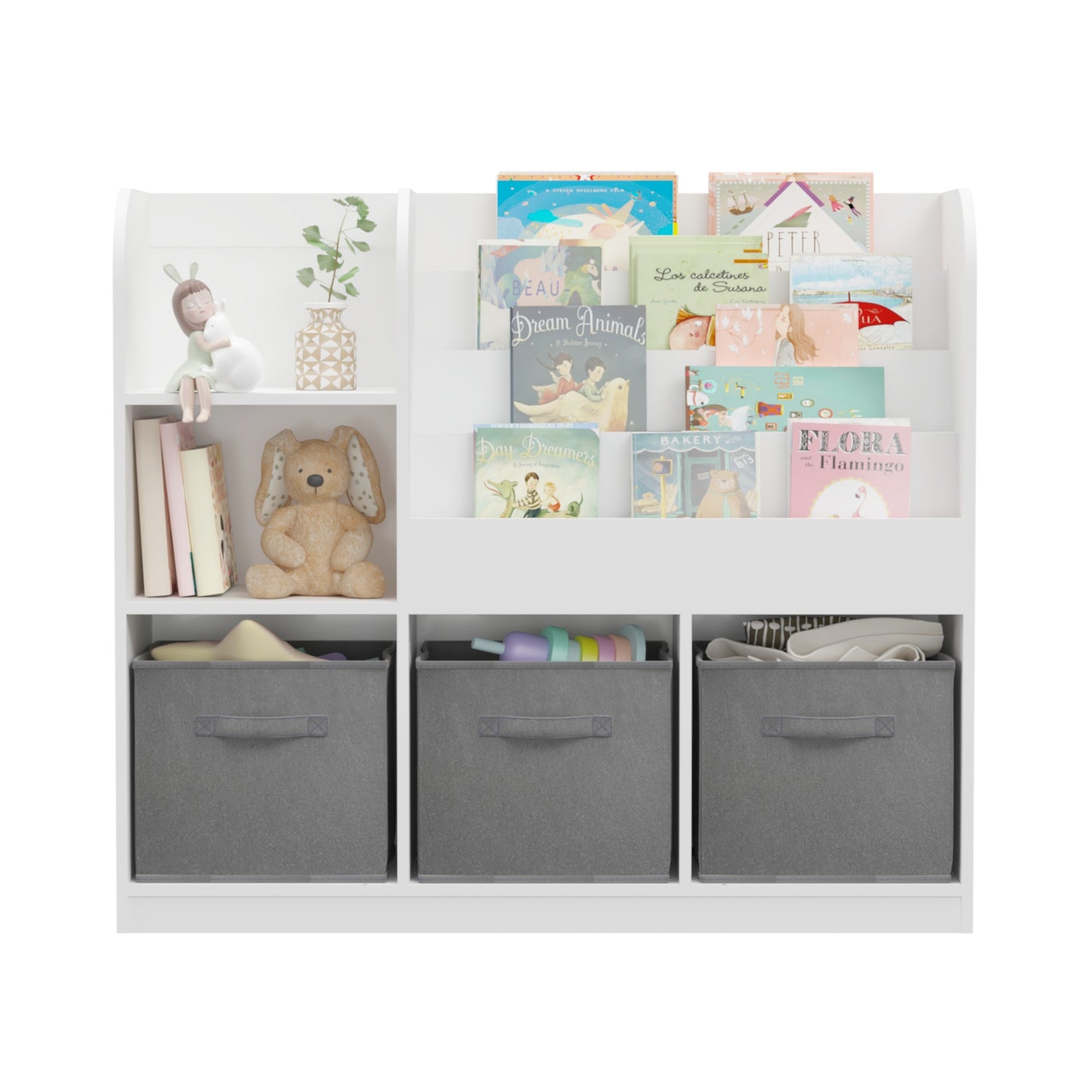 Toy Bins for Kids Organizer, SHINPT Small Bookshelf for Kids, Toddler, Kids Bookshelf and Toy Storage, Nursery Bookshelf with Fabric Drawers, Kids Book Storage for Bedroom, Playroom, Livingroom