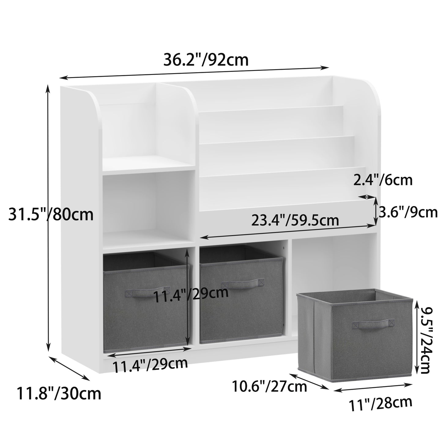 Toy Bins for Kids Organizer, SHINPT Small Bookshelf for Kids, Toddler, Kids Bookshelf and Toy Storage, Nursery Bookshelf with Fabric Drawers, Kids Book Storage for Bedroom, Playroom, Livingroom