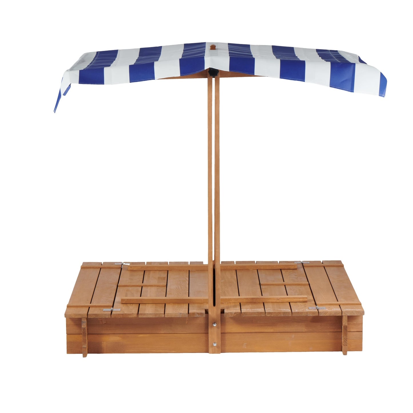 Wooden Sandbox with Lid, SHINPT 46'' Kids Sandbox with 2 Foldable Bench Seats, Toddler Sandbox with Canopy Outdoor, Sand Pit for Kids 2-6, UV-Protection & Natural Wood, Perfect for Backyard, Beach