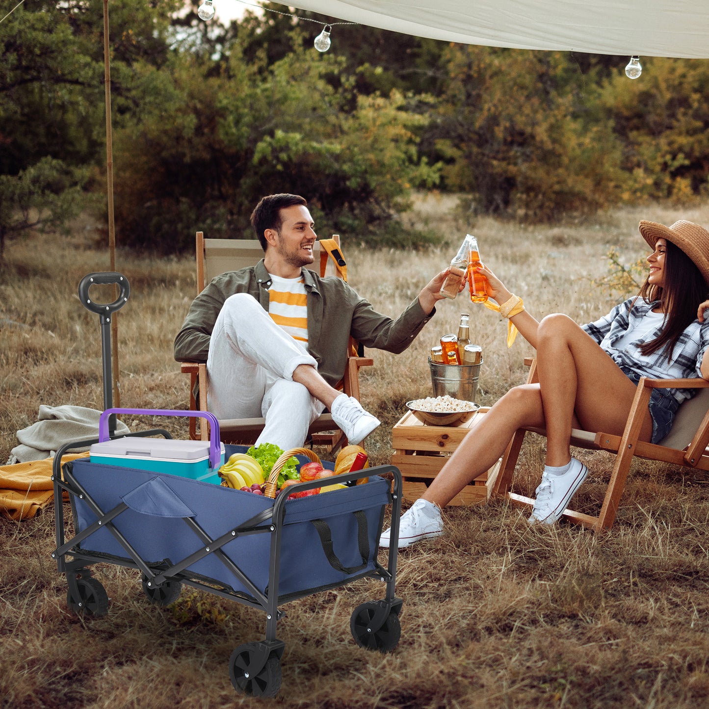 SHINPT Wagon Cart with Wheels Foldable, Folding Wagons Carts with Silent Universal Wheels, Large Grocery Cart On Wheels, Heavy Duty Utility for Shopping Beach Sports Fishing Camping, Grey