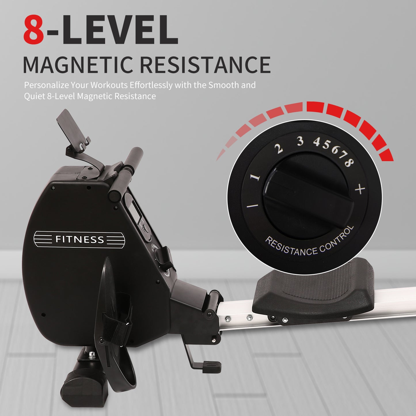 SHINPT Foldable Rowing Machines with Digital Monitor for Home, Adjustable Rowing Machine with 8 Levels, Silent Magnetic Resistance System, 3D Butterfly Seat with Max 264 LB Weight Capacity