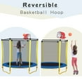 SHINPT 65" trampoline for kids, 5.5ft Toddler Trampoline with Basketball Hoop, Small Trampoline with Net, Mini Trampoline with 3 U-Shaped Legs, Kid Trampoline Indoor & Outdoor