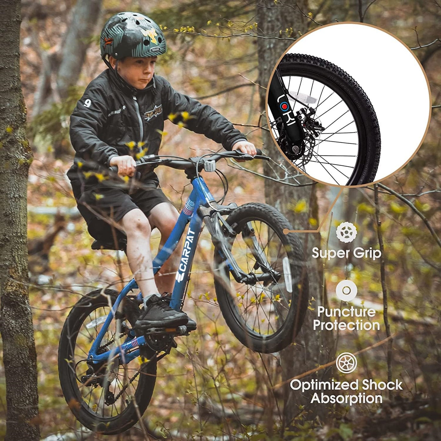 20"Kids Mountain Bike for Ages 8-12, SHINPT BMX Style Kids' Bicycles with Adjustable 7Speed, Front Suspension Disc Brake and Rear V-Brake, Teen Bike with High Steel Frame, Gifts for Girls/Boys