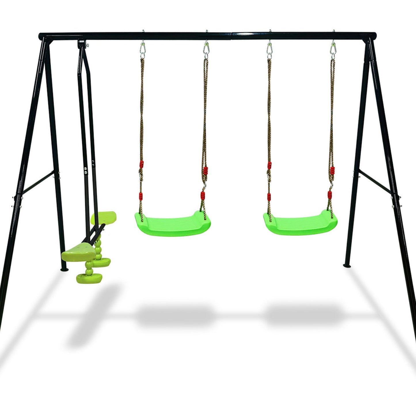 Swing Sets for Backyard, SHINPT 3 in 1 Metal Swing Set with 2 Blet Swings, Toddler Swing Set with Slider for Age 3-10, Playground Swingset Outdoor with 550Lbs Capacity, Easy to Assemble