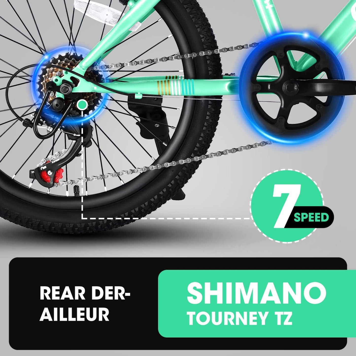 20"Kids Mountain Bike for Ages 8-12, SHINPT BMX Style Kids' Bicycles with Adjustable 7Speed, Front Suspension Disc Brake and Rear V-Brake, Teen Bike with High Steel Frame, Gifts for Girls/Boys