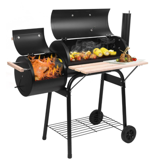 Shinpt 35.2lbs Oil Drum Charcoal Grill, High Temperature Spray Paint (500-600 Degrees) Diameter 15cm Plastic Wheel