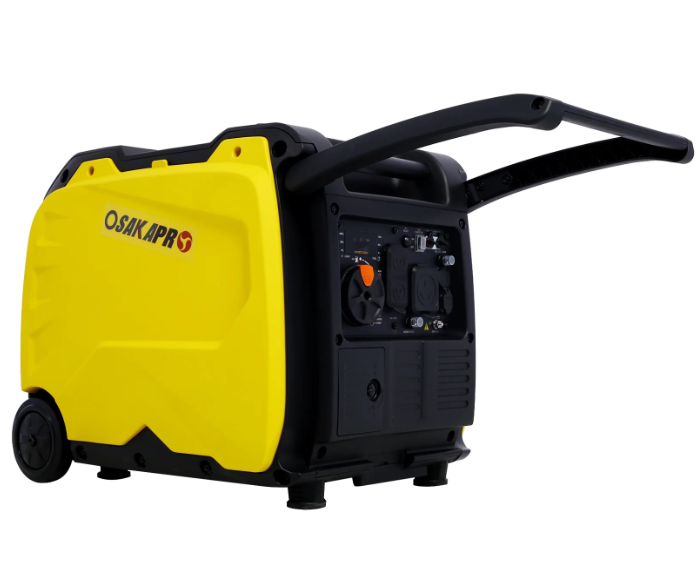 4500-Watt Portable Generator, Generator for Home Use, Power Stations with Foldable Handle and Wheels, Yellow