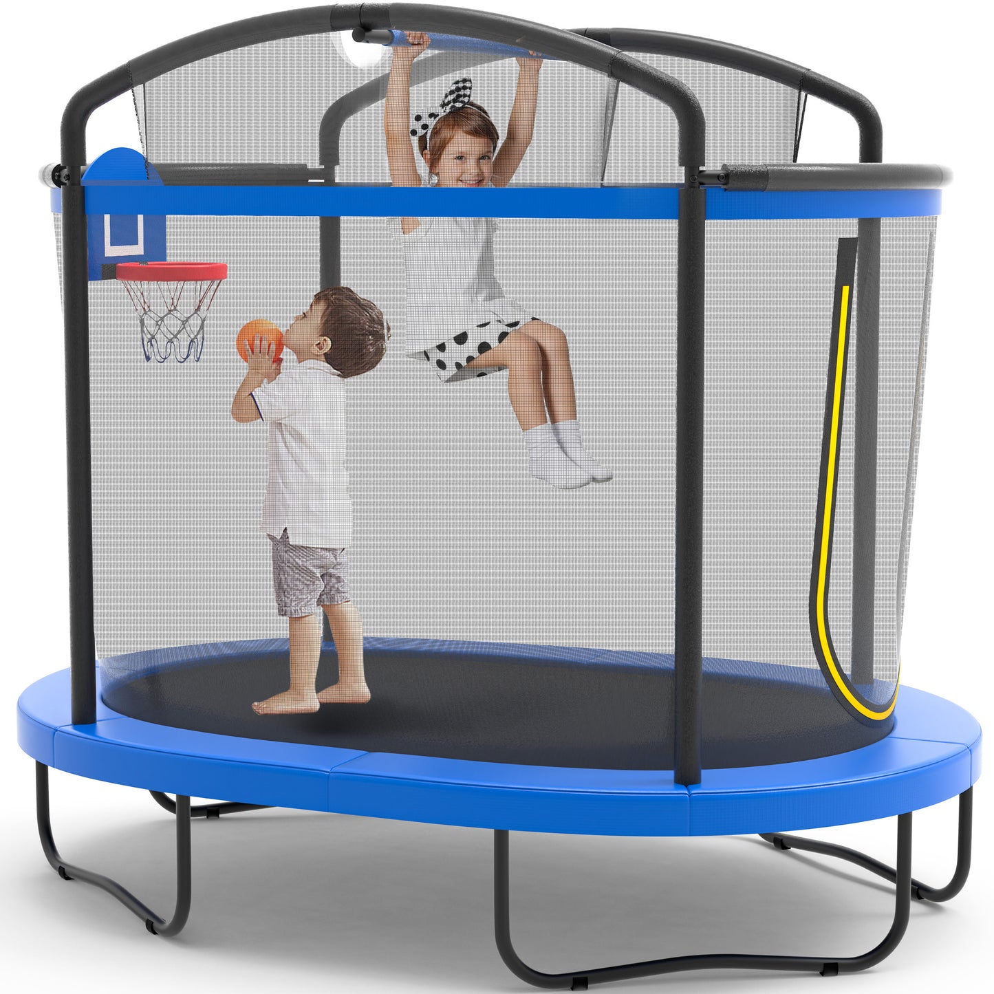 4×6FT Toddler Trampoline for Kids 3+, SHINPT Kids Trampoline with 770lbs Weight Capacity, Mini Trampoline Indoor/Outdoor, Small Trampoline for Kids with Adjustable Gymnastics Bar and Basketball Hoop