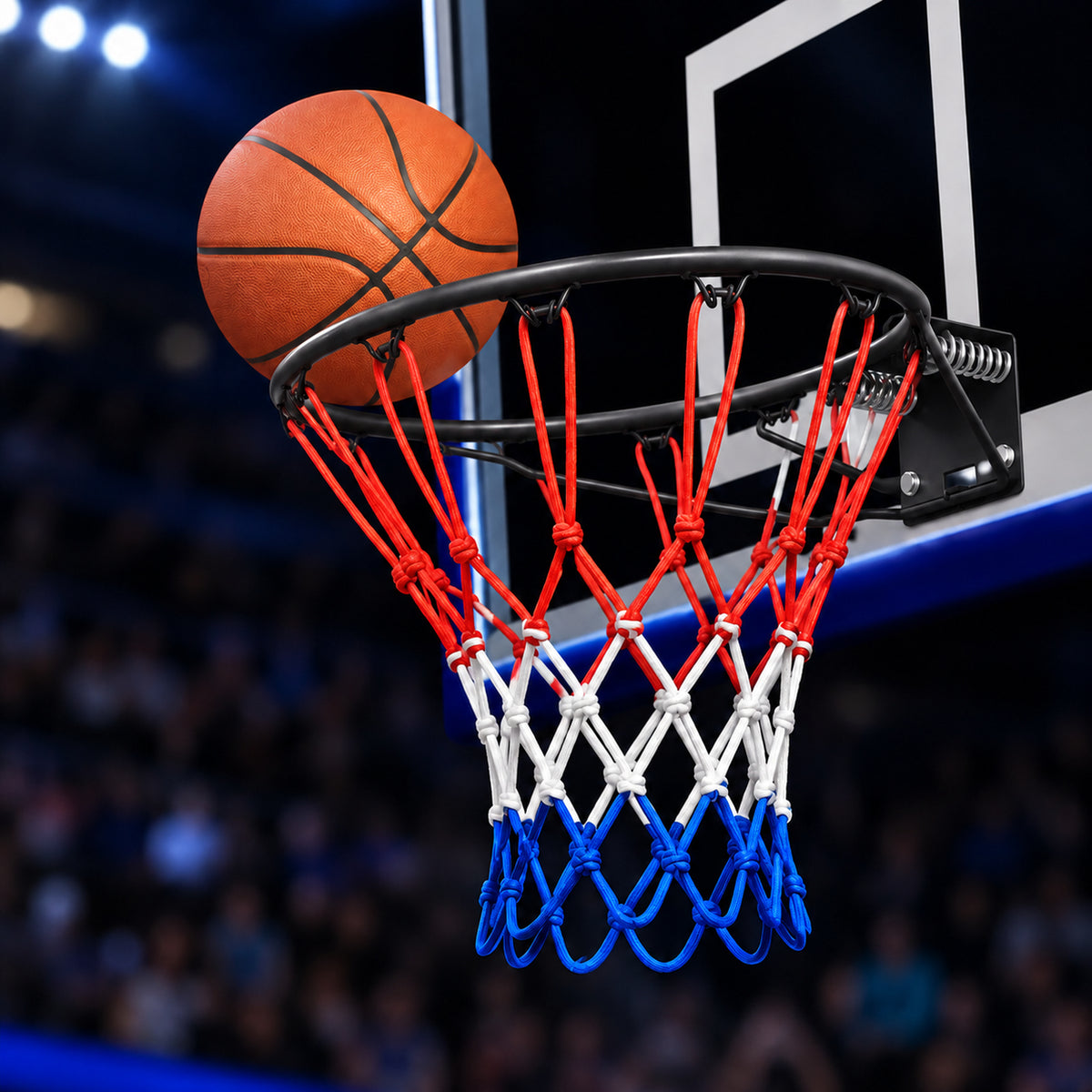 18" Steel Basketball Rim Replacement with Dual Springs, SHINPT Basketball Hoop Rim with Net and 12 Metal Hooks, Wall-Mount Rim for Indoor Outdoor