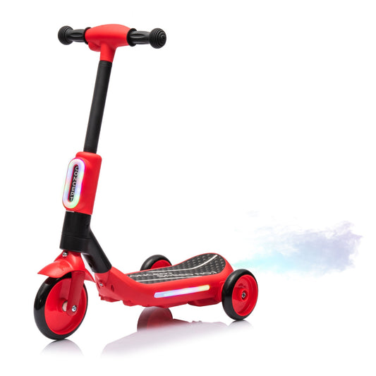Electric Scooter for Kids Ages 3+, Toddler Scooter with Tail Color Lights W/Spray and Wider Pedal, Sport Scooters with PU Wheels For Effective Floor Protection, Independent Light Switch and Music