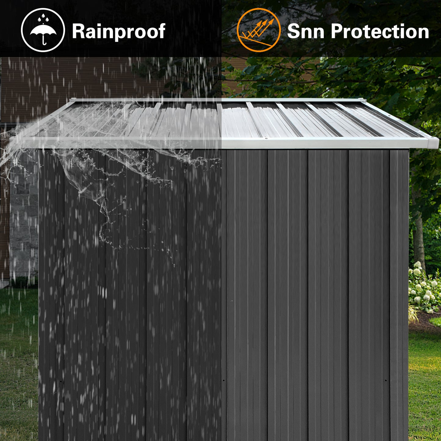 Shinpt 6' x 4' Outdoor Storage Shed, All Weather Metal Sheds with Metal Foundation & 2 Lockable Doors, Tool Shed for Garden, Backyard, Lawn, Dark Grey