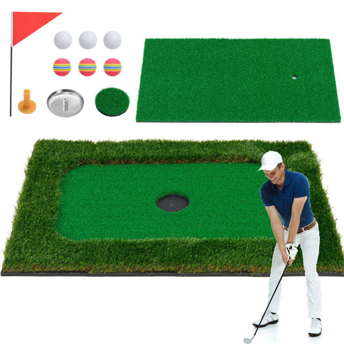 SHINPT Floating Golf Green for Pool (35.5" x 23.5"), Golf Chipping Game Set with Floating Mat, 6 Balls, Fun Pool Golf Games Gift Included Scoring Rules, Outdoor & Indoor Golf Game, Golfer Gift