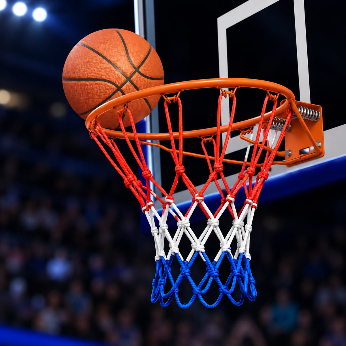18" Steel Basketball Rim Replacement with Dual Springs, SHINPT Basketball Hoop Rim with Net and 12 Metal Hooks, Wall-Mount Rim for Indoor Outdoor