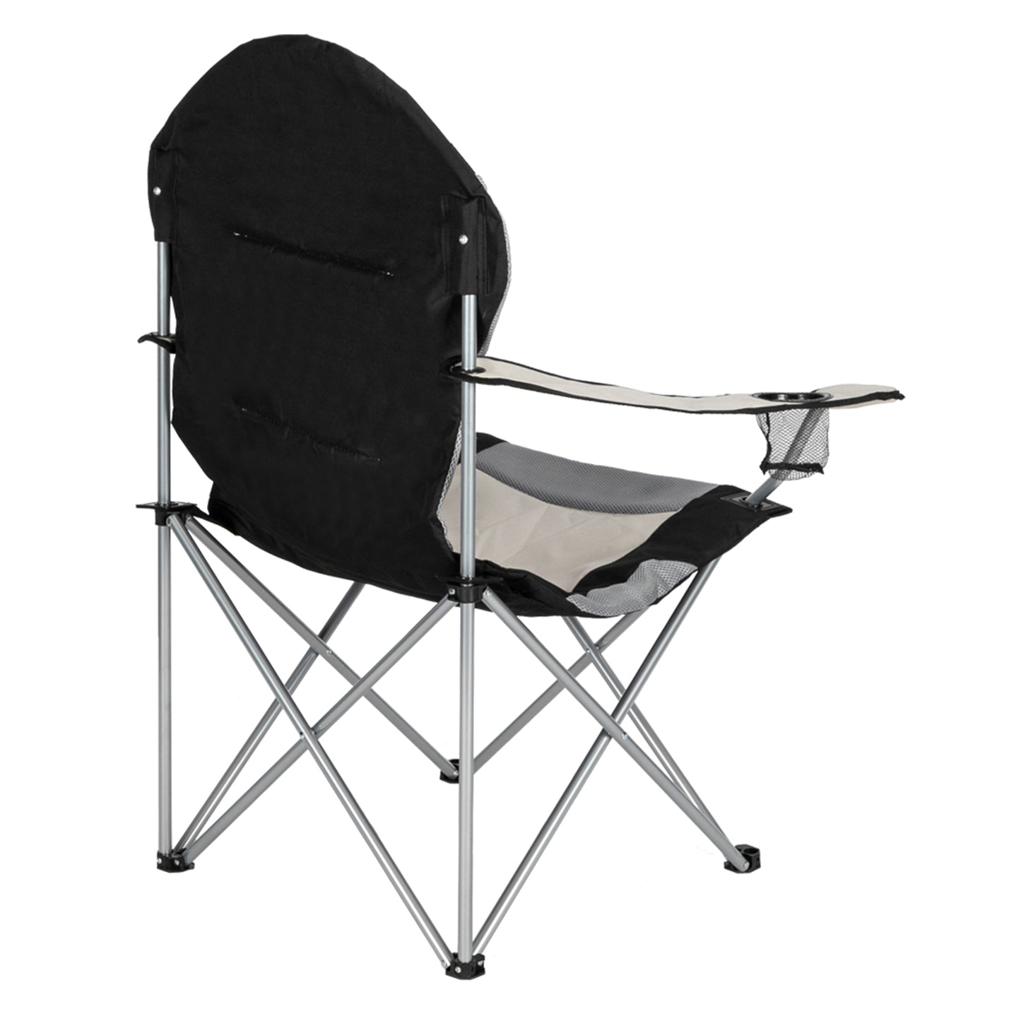 SHINPT Medium Camping Chair with Cooling Mesh Back Support 300 LBS, Portable Folding Chair with Durable Armrests and Drink Holder for Outside Beach,Lawn,Fishing, Black Gray