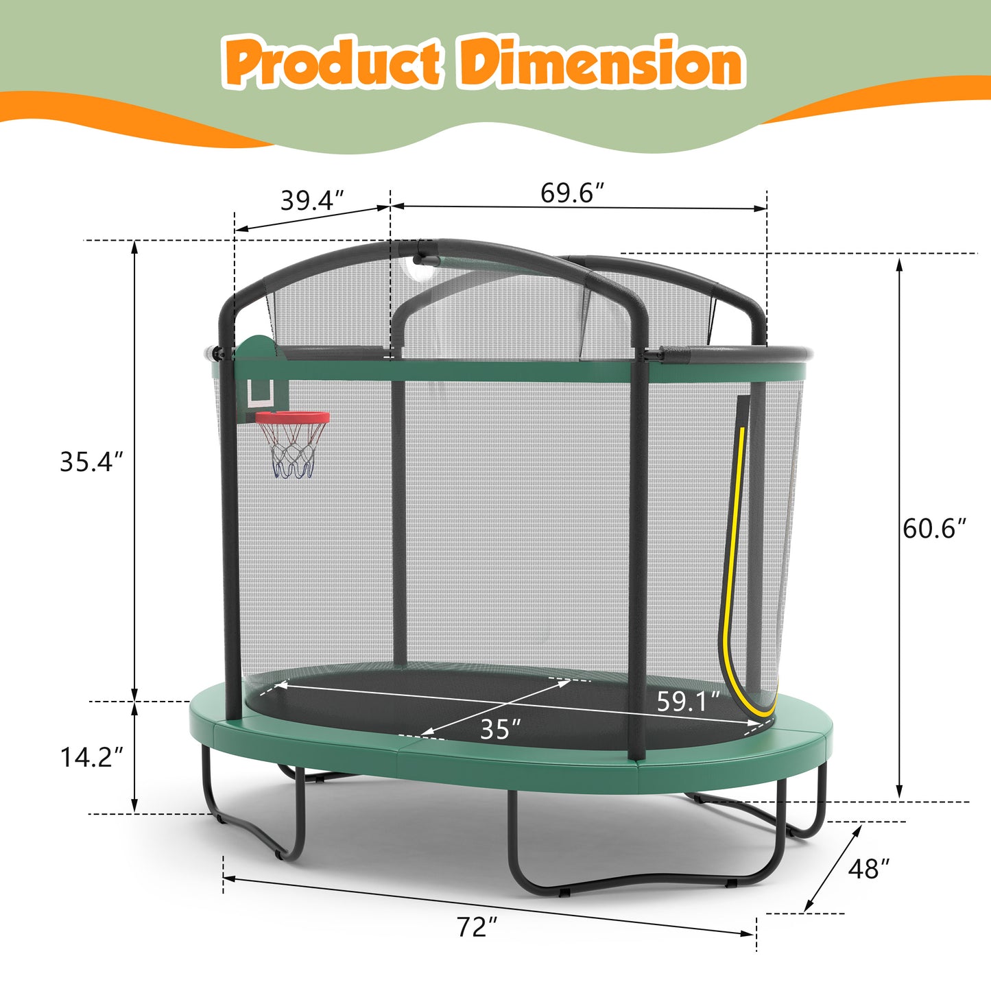 4×6FT Toddler Trampoline for Kids 3+, SHINPT Kids Trampoline with 770lbs Weight Capacity, Mini Trampoline Indoor/Outdoor, Small Trampoline for Kids with Adjustable Gymnastics Bar and Basketball Hoop