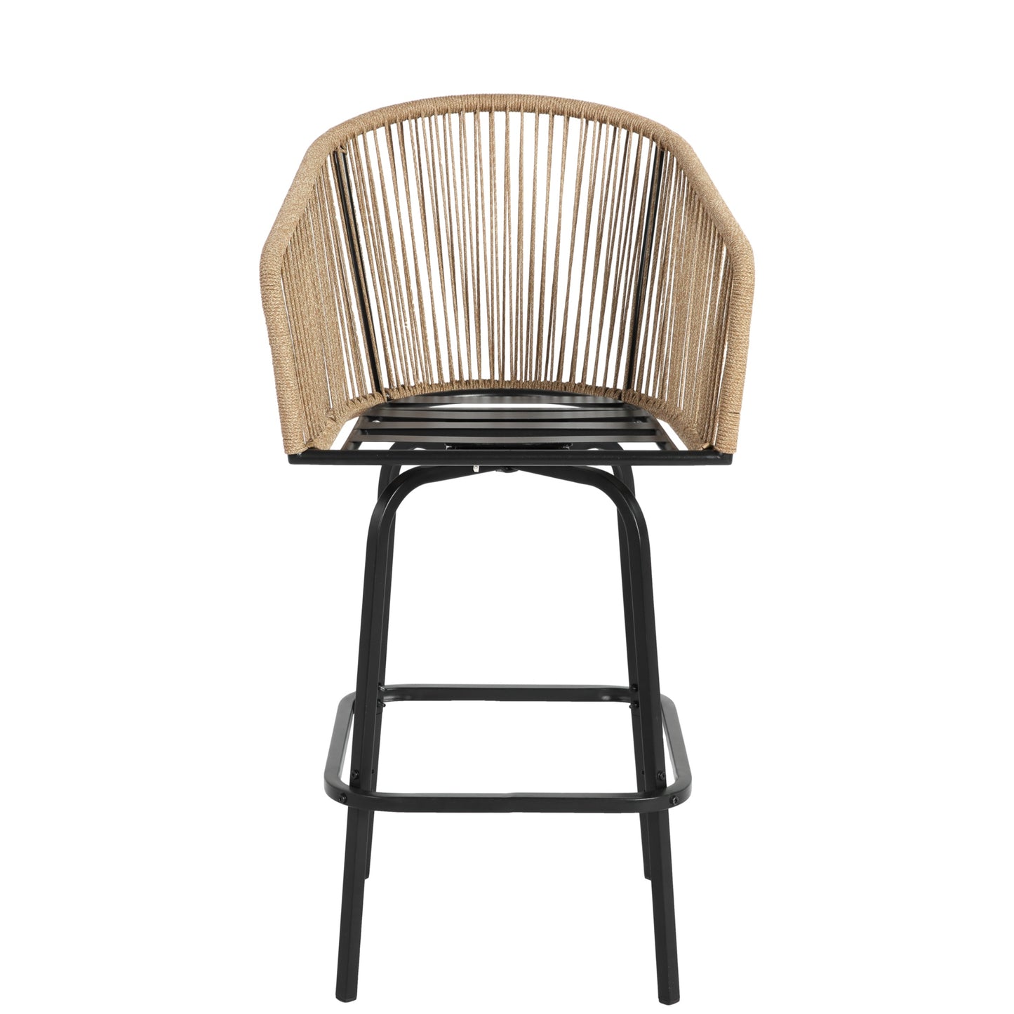 2 Pieces Outdoor Bar Stools, SHINPT Outdoor Patio Chairs Set of 2, Outdoor Counter Height Bar Stools with Armrests, Rattan Bistro Chairs with Backrest, Patio Chairs for Backyard, Garden, Pool