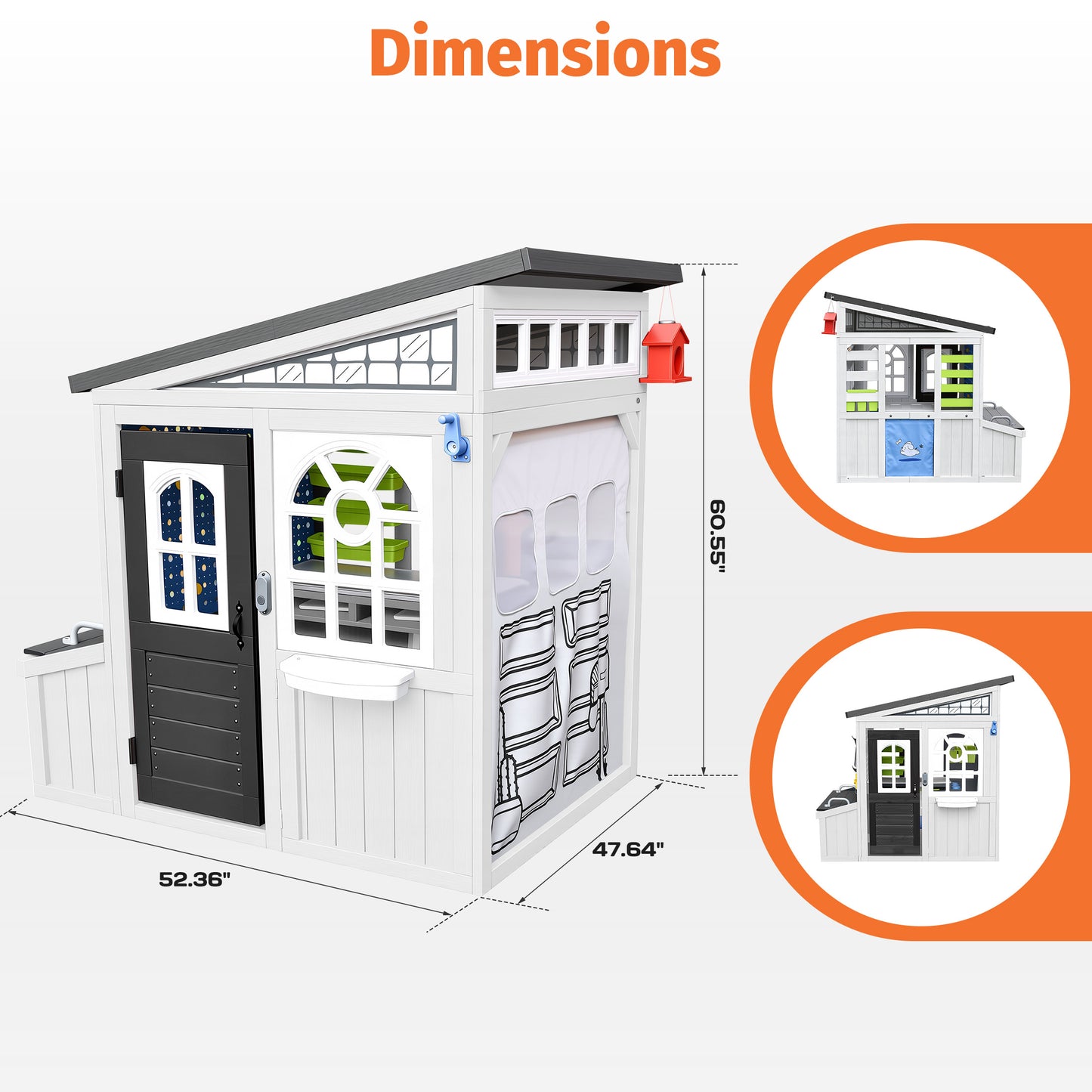 Outdoor Play House for Kids, SHINPT Kids Playhouse Outdoor with Simulation Tools, Wooden Play House for Toddlers 3+, Kids Playground for Backyard, Patio, Garden, Outdoor Playhouse for Birthday Gift