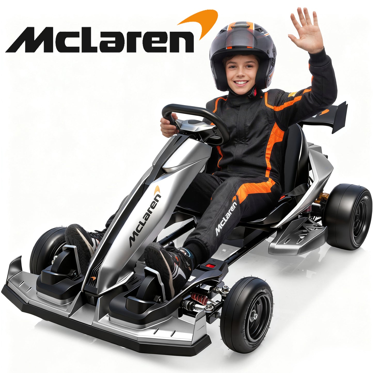SHINPT McLaren 48V Electric Go Kart for Teens 14+, Drift Kart Ride On Car with 3-Speed Transmission, Brake System, 4-Level Adjustable Frame, Pneumatic Tires, Seat Belt, LED Lights, 15 MPH
